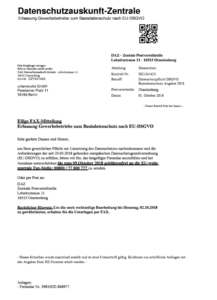 Fax DAZ Datenschutzauskunft-Zentrale Seite 1